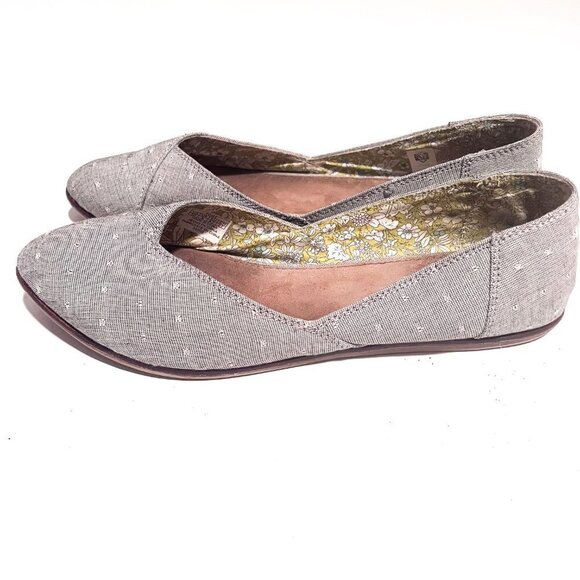 TOMS Grey/Gray Chambray Dot Women's Jutti Flats Size 10 - Picture 3 of 8